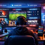 Etruesports games platform showing game reviews, esports updates, and gaming insights on a modern multi-screen gaming setup