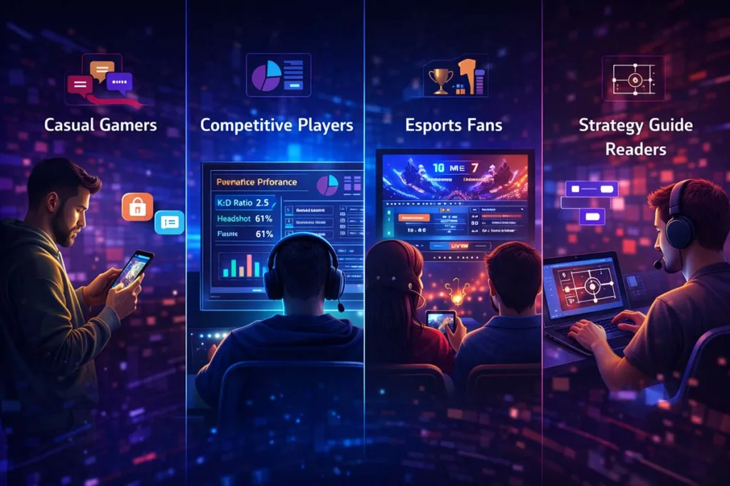 etruesports com users including casual gamers competitive players esports fans and strategy readers interacting with gaming content and stats