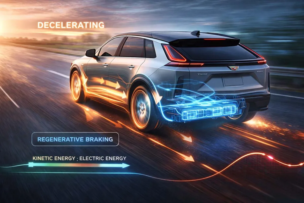 regenerative braking converting kinetic energy into battery power